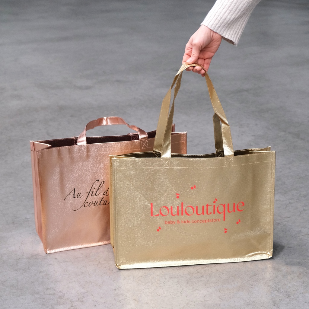 Metallic non-woven draagtassen - 43x13x30Hcm 